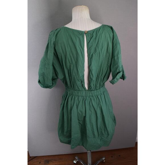 Free People Full Fun Time Puff Sleeve Elastic Waist Mini Dress S Women Keyhole - Picture 3 of 6